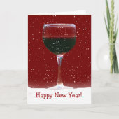 Happy New Year's Kaart Red Wine in Snow (Voorkant)