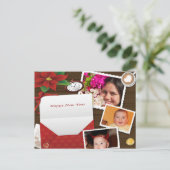 Happy New Year's met Holly Add Photos Briefkaart (Staand voorkant)