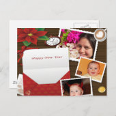 Happy New Year's met Holly Add Photos Briefkaart (Voorkant / Achterkant)