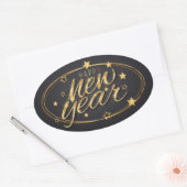 Happy New Years Oval Sticker (Envelop)