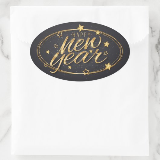 Happy New Years Oval Sticker (Tas)