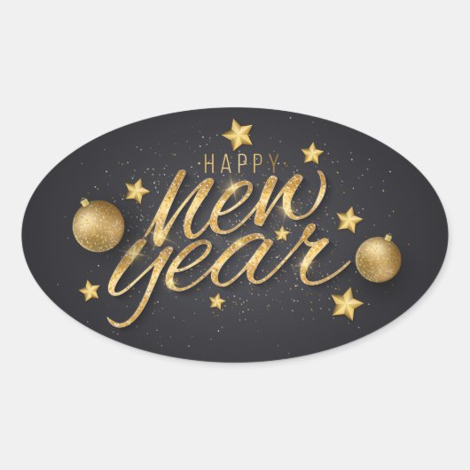 Happy New Years Oval Sticker (Voorkant)