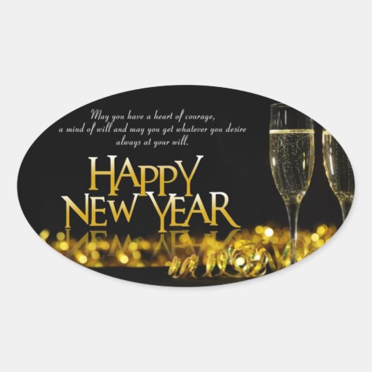 Happy New Years Oval Sticker (Voorkant)