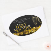 Happy New Years Oval Sticker (Envelop)