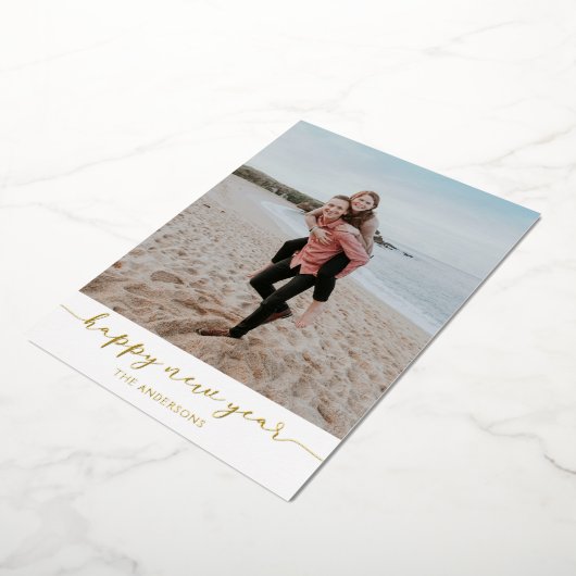 Happy New Years Photo Folie Wenskaart Folie Feestdagenkaart (Gedraaid)