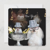 Happy New Years poodle dog Flat card Feestdagenkaart (Voorkant)