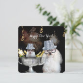 Happy New Years poodle dog Flat card Feestdagenkaart (Staand voorkant)
