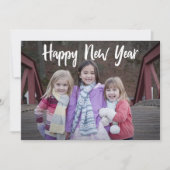 Happy New Years Simple White Typography Modern Feestdagenkaart (Voorkant)