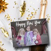 Happy New Years Simple White Typography Modern Feestdagenkaart