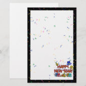 Happy New Years Tekst met partijPetten & Confetti Briefpapier (Voorkant / Achterkant)