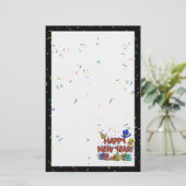 Happy New Years Tekst met partijPetten & Confetti Briefpapier (Staand voorkant)