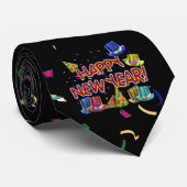 Happy New Years Tekst met partijPetten & Confetti Stropdas (Opgerold)