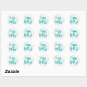 Happy New Years Text Turquoise Ronde Sticker (Vel)