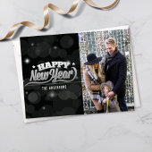 Happy New Years Typografie | Foto | Zwarte Bokeh Briefkaart