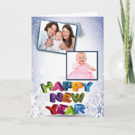 Happy New Year's voegen je Wenskaart met twee foto Feestdagen Kaart