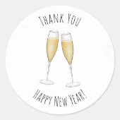 Happy New Years Waterverf Champagne Hartelijk dank Ronde Sticker (Voorkant)