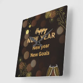 Happy new yearThrow Pillow design.instant download Vierkante Klok (Hoek)