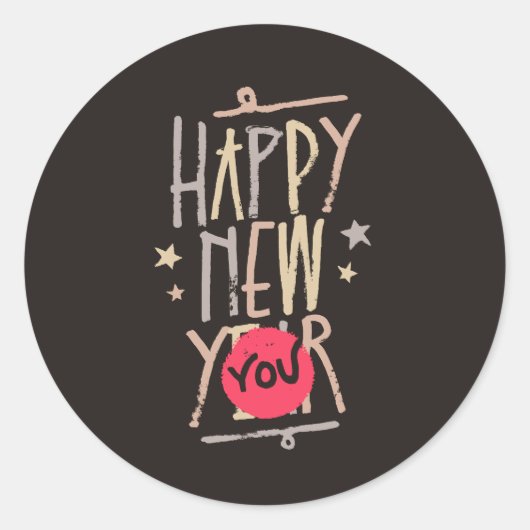 Happy New You Classic Round Sticker (Voorkant)