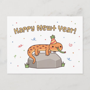 Happy Newt Year, grappig nieuwjaarsgroet Briefkaart