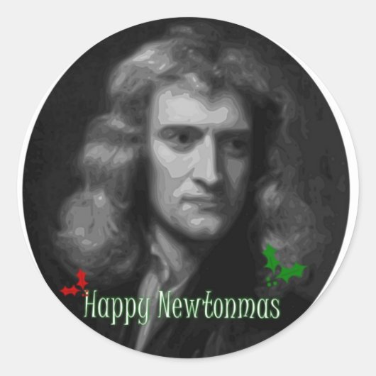 Happy Newtonmas. Ronde Sticker (Voorkant)