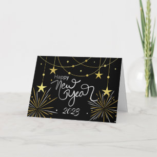 Happy Nieuwjaar aangepaste jaarsterren Kaart