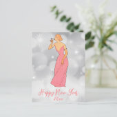  Happy Nieuwjaar Art Deco Lady Briefkaart (Staand voorkant)