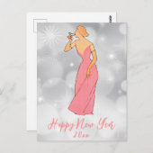  Happy Nieuwjaar Art Deco Lady Briefkaart (Voorkant / Achterkant)