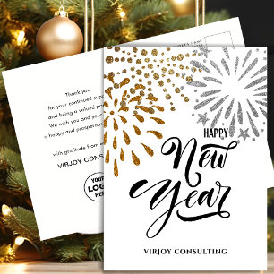 HAPPY nieuwjaar   Bedrijfs Festive Gold Feestdagenkaart