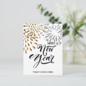 HAPPY nieuwjaar | Bedrijfs Festive Gold Feestdagenkaart (Staand voorkant)