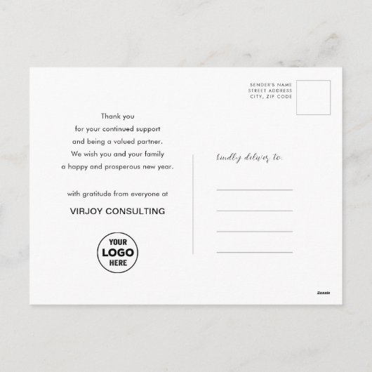 HAPPY nieuwjaar | Bedrijfs Festive Gold Feestdagenkaart (Achterkant)