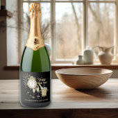 Happy Nieuwjaar CadeauGold Glitter Sparkling Wijnetiket