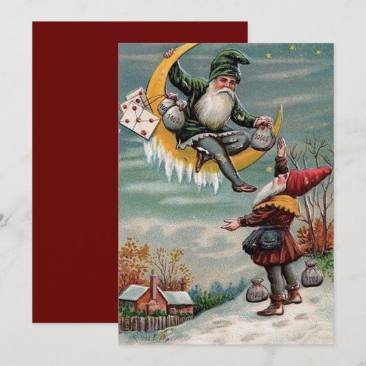  Happy Nieuwjaar Gnomen Feestdagenkaart (Voorkant / Achterkant)