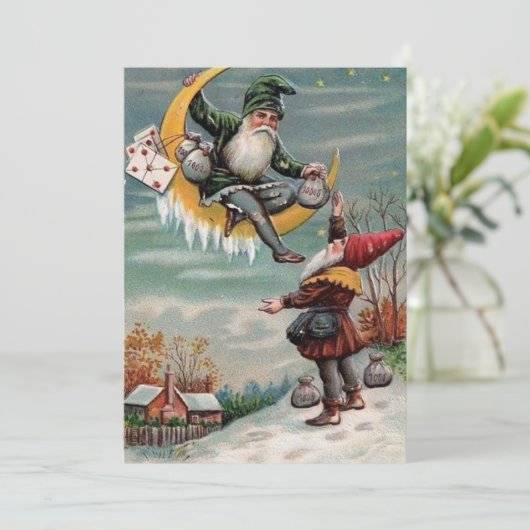 Happy Nieuwjaar Gnomen Feestdagenkaart (Staand voorkant)