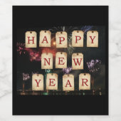 Happy Nieuwjaar grote tekst Wijn Etiket (Enkel label)