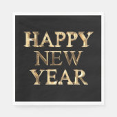 Happy Nieuwjaar in Black and Gold Typografie Servet (Voorkant)
