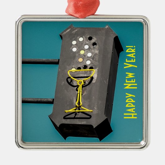 Happy Nieuwjaar kerstversiering Metalen Ornament (Voorkant)