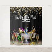 Happy Nieuwjaar Photobooth achtergrond Wandkleed (Voorkant)