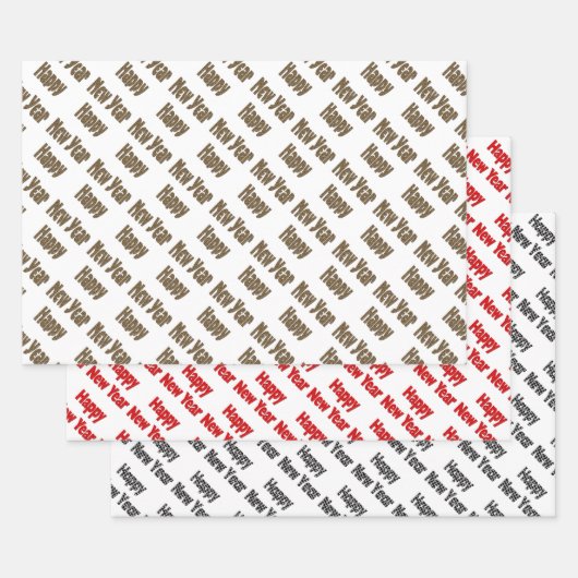 Happy Nieuwjaar rode zwarte gele tekst Inpakpapier Vel (Set)