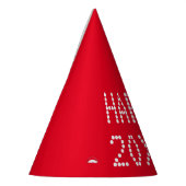 Happy Nieuwjaar rood wit aangepast nummer modern Feesthoedjes (Links)