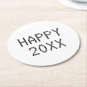Happy Nieuwjaar zwart wit aangepast nummer modern Ronde Kartonnen Onderzetter (Gebogen)