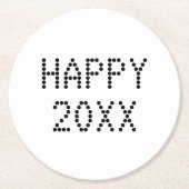 Happy Nieuwjaar zwart wit aangepast nummer modern Ronde Kartonnen Onderzetter (Voorkant)