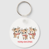 Happy Noel Baby Deers Sleutelhanger (Voorkant)