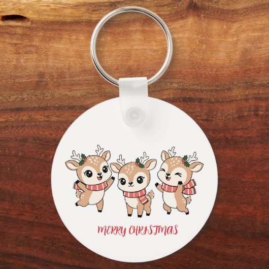 Happy Noel Baby Deers Sleutelhanger (Voorkant)
