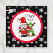 Happy Noel Gnome Santa en Reindeer Kerstmis Bedankjes Labels (Voorkant)