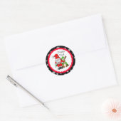 Happy Noel Gnome Santa en Reindeer Kerstmis Ronde Sticker (Envelop)
