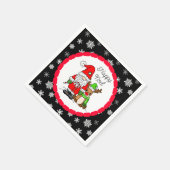 Happy Noel Gnome Santa en Reindeer Kerstmis Servet (Hoek)