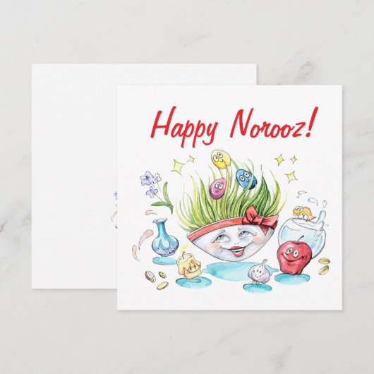 Happy Noroez Haft Sin grappige tafel Kaart (Voorkant / Achterkant)