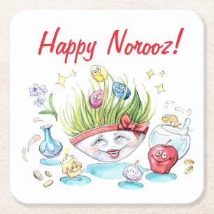 Happy Noroez Haft Sin grappige tafel Kartonnen Onderzetters