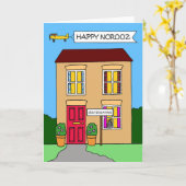 Happy Norooz Covid 19 Lockdown House Cartoon Kaart (Gele Bloem)
