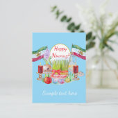 Happy Norooz Haft Sin with Lion and Sun Flags Briefkaart (Staand voorkant)